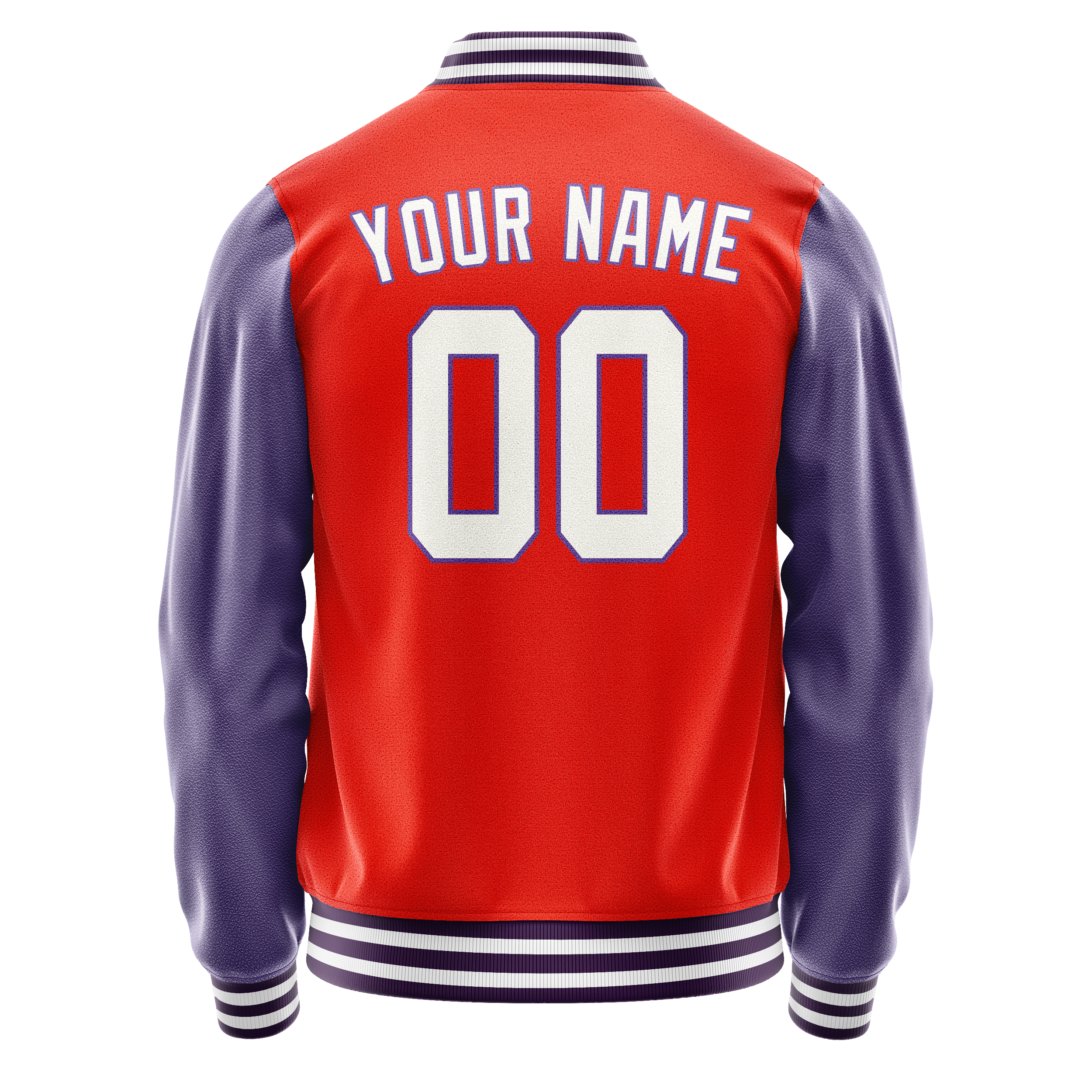 Personalized Orange & Purple Solid Color Varsity Letterman Jacket