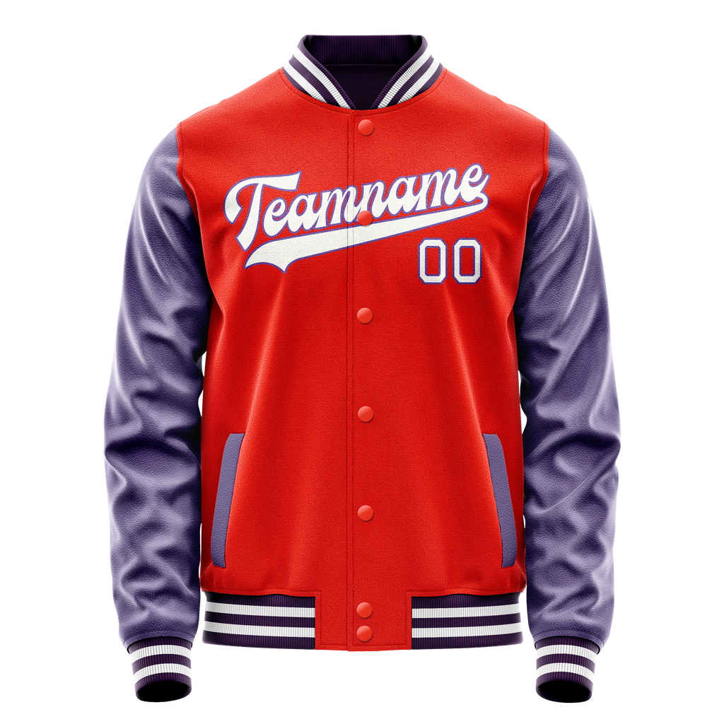 Personalized Orange & Purple Solid Color Varsity Letterman Jacket