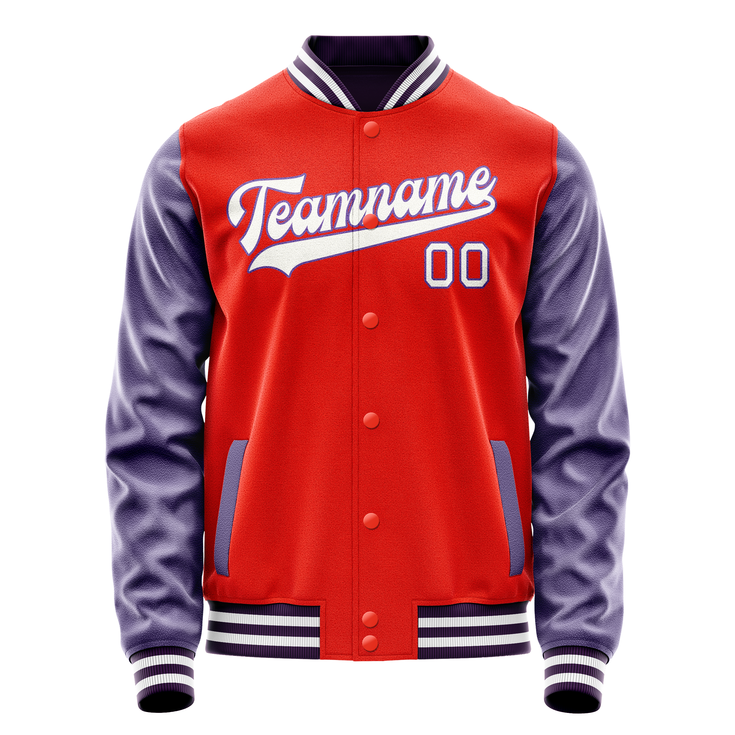 Personalized Orange & Purple Solid Color Varsity Letterman Jacket