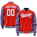 Personalized Orange & Purple Solid Color Varsity Letterman Jacket