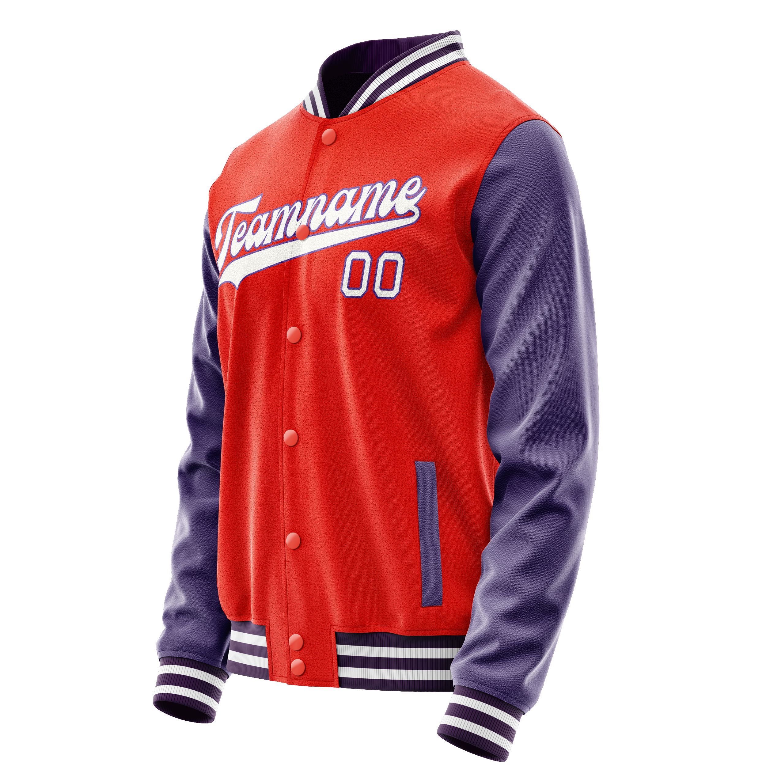 Personalized Orange & Purple Solid Color Varsity Letterman Jacket