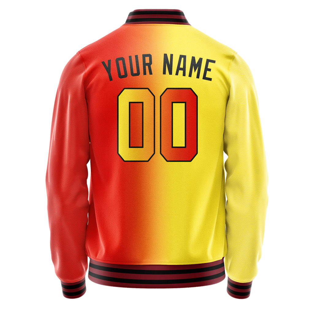 Personalized Orange & Yellow Gradient Varsity Letterman Jacket