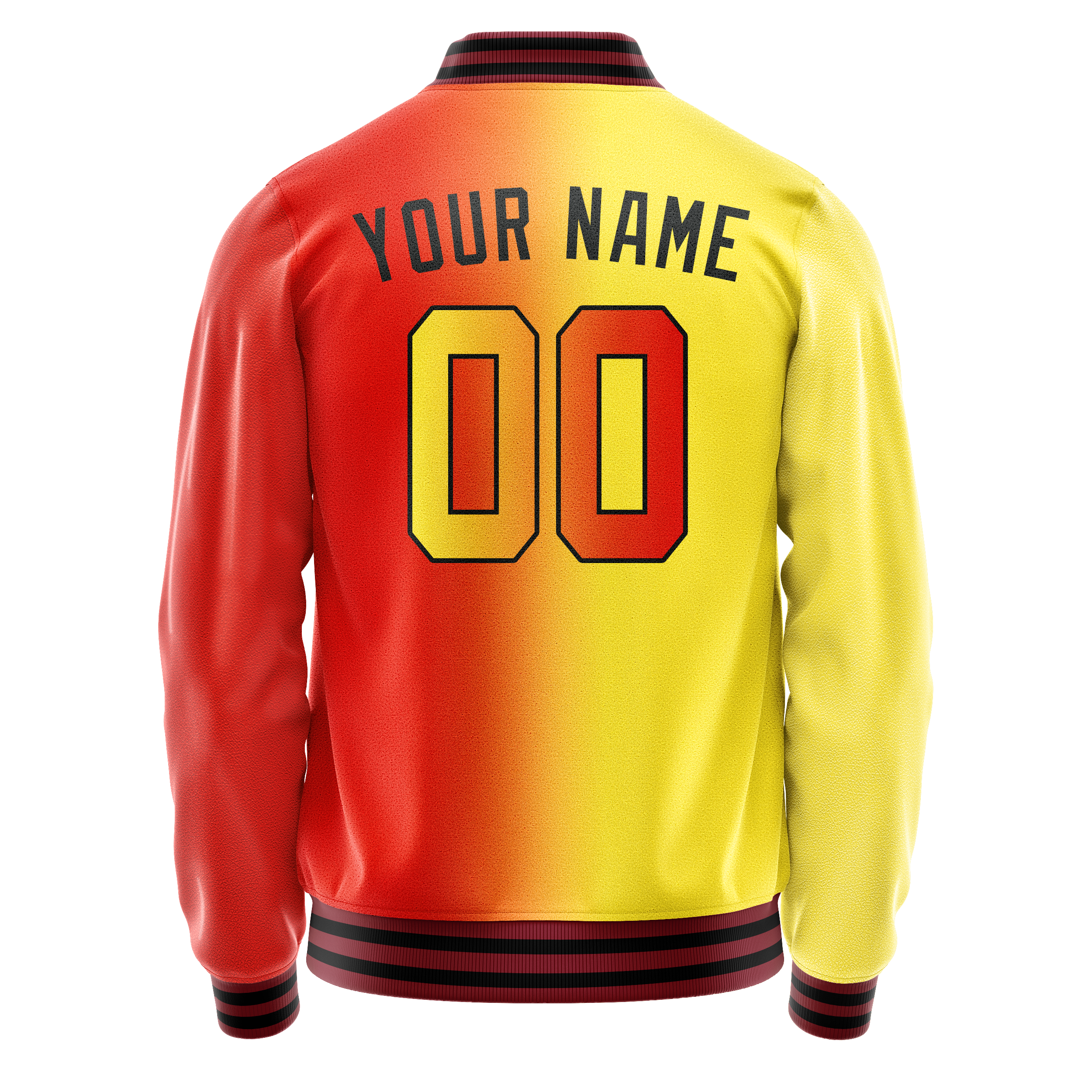 Personalized Orange & Yellow Gradient Varsity Letterman Jacket