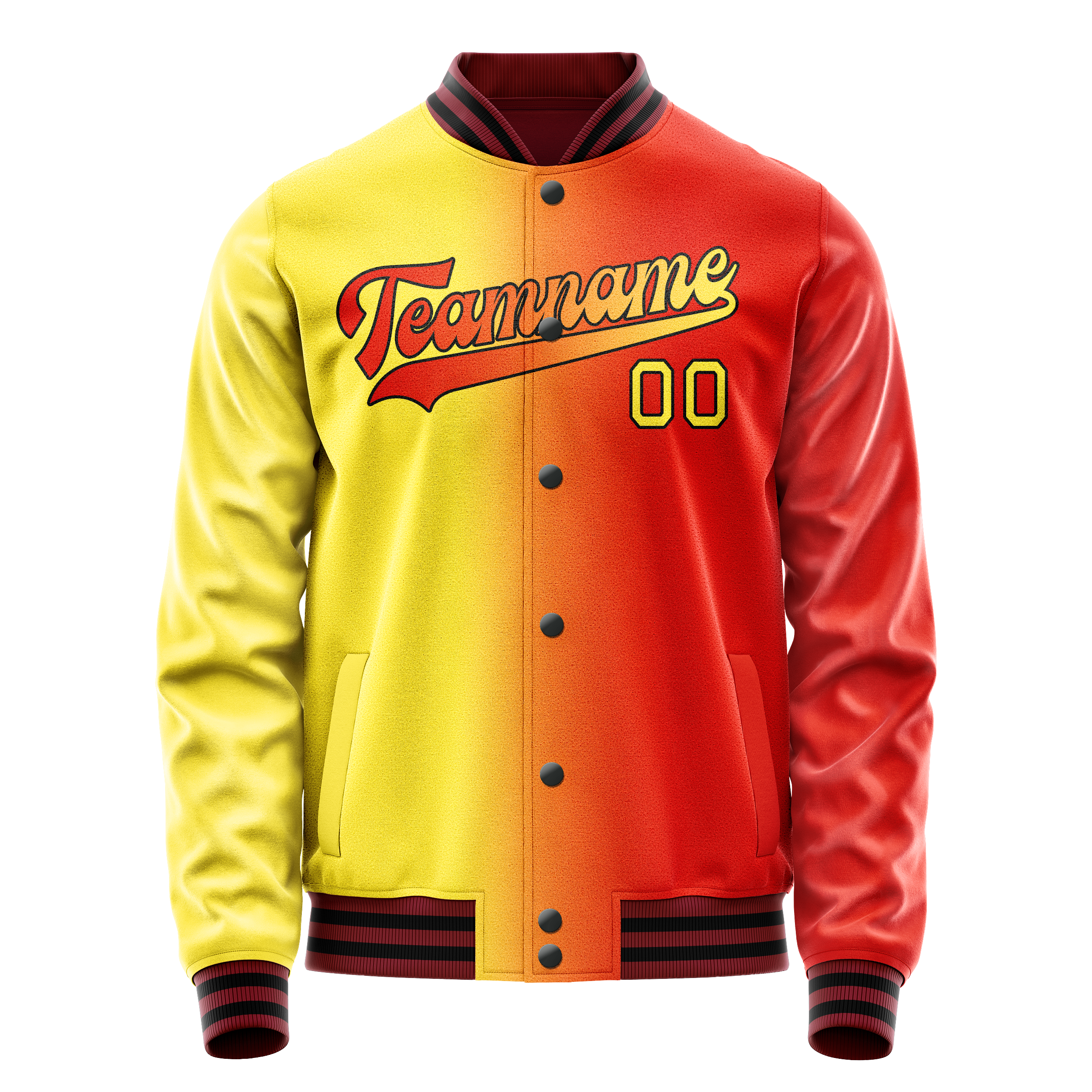 Personalized Orange & Yellow Gradient Varsity Letterman Jacket