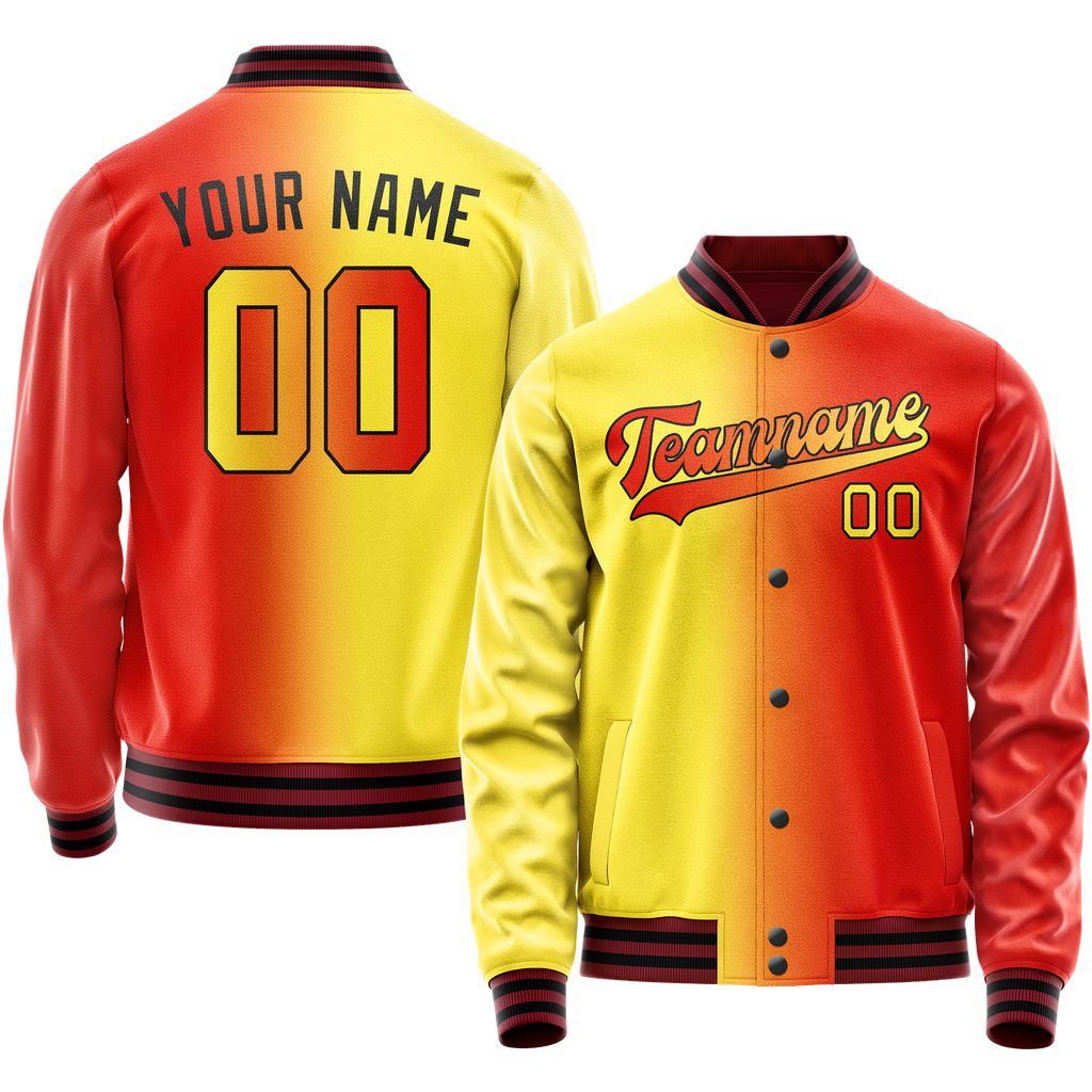 Personalized Orange & Yellow Gradient Varsity Letterman Jacket