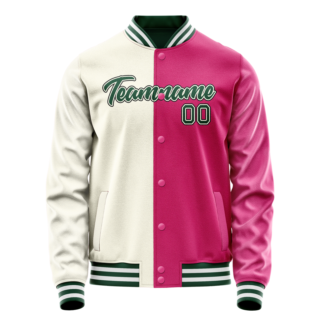 Personalized Pink & Cream Split Varsity Letterman Jacket