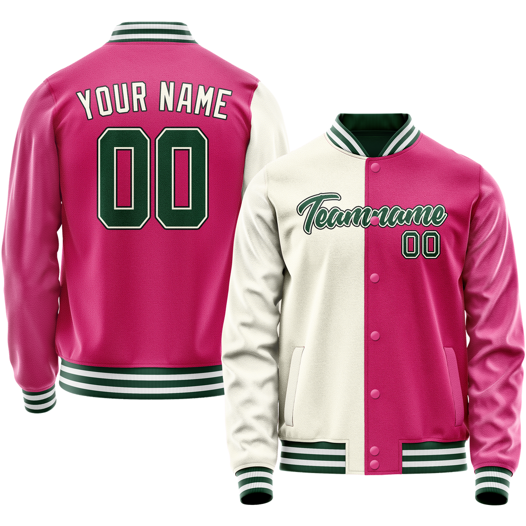 Personalized Pink & Cream Split Varsity Letterman Jacket