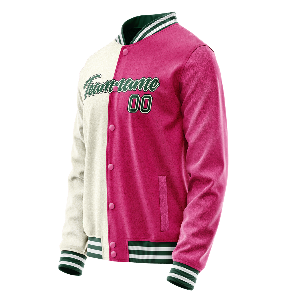 Personalized Pink & Cream Split Varsity Letterman Jacket