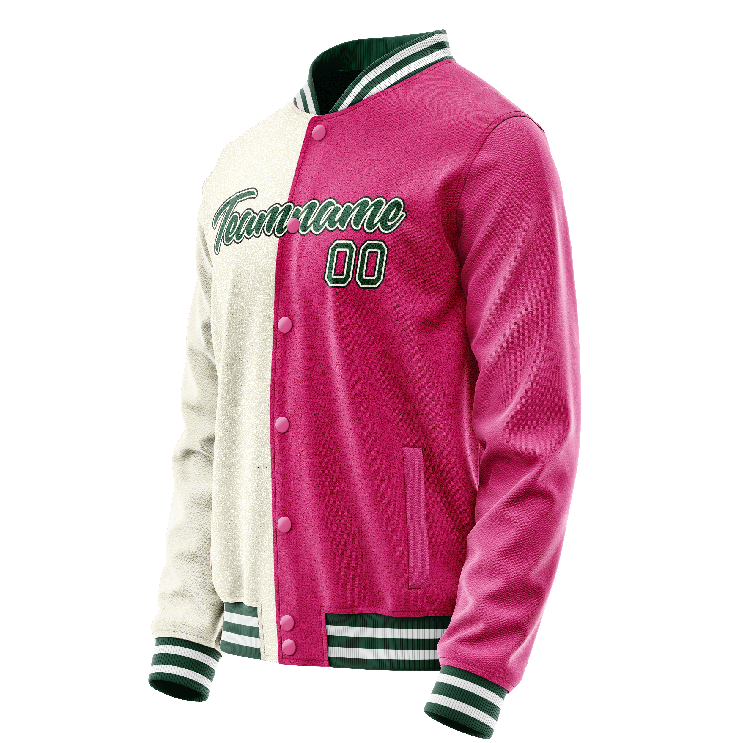 Personalized Pink & Cream Split Varsity Letterman Jacket