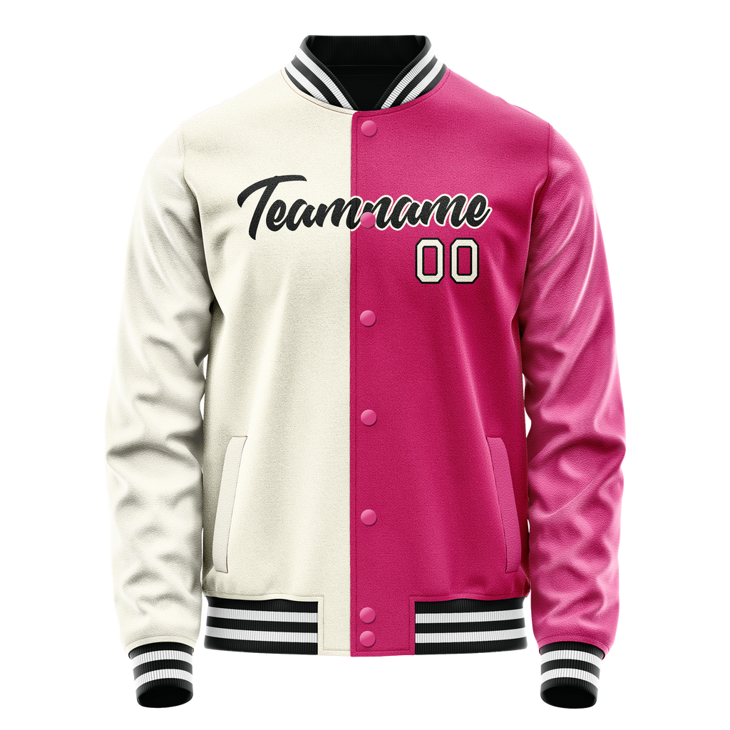 Personalized Pink & Cream Split Varsity Letterman Jacket