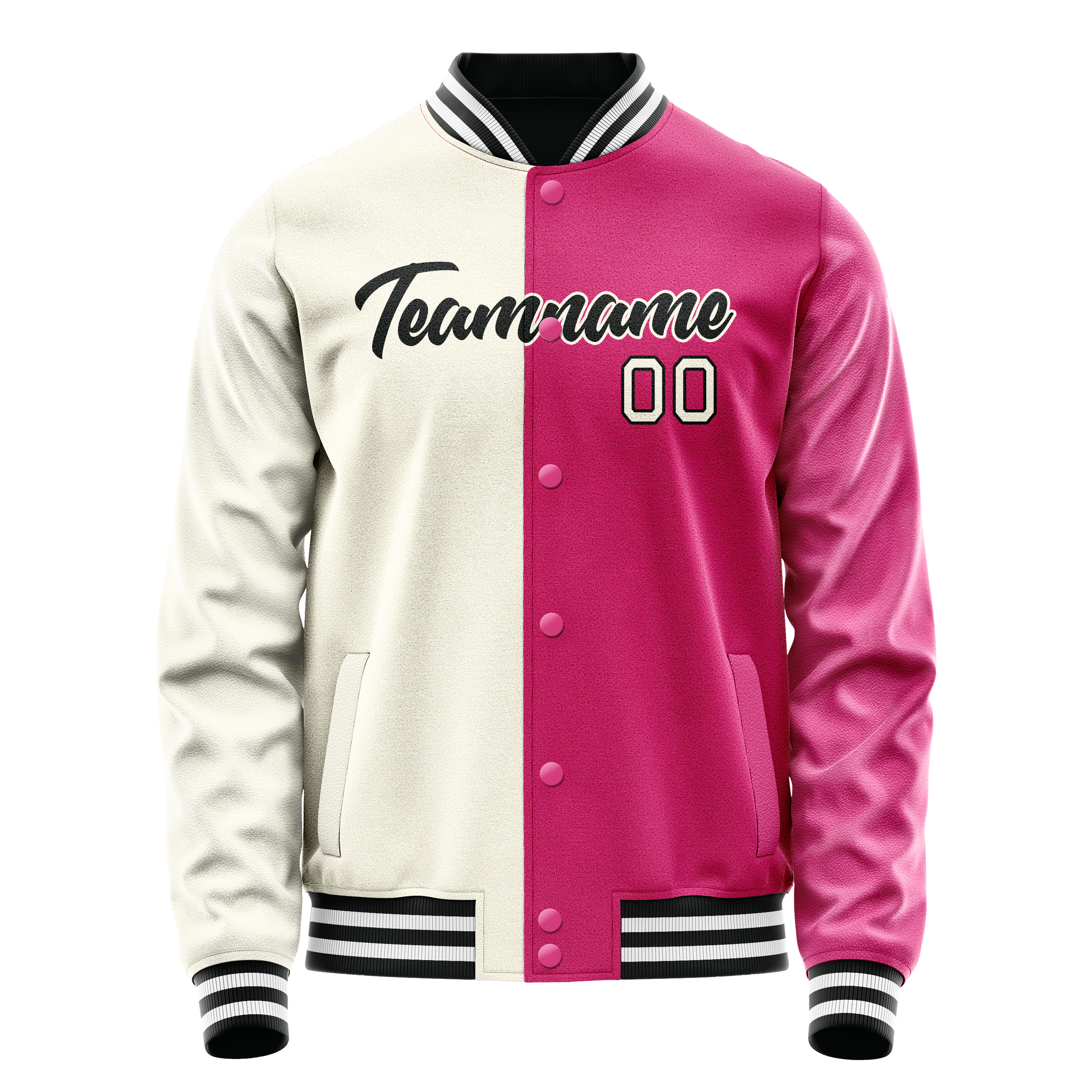 Personalized Pink & Cream Split Varsity Letterman Jacket