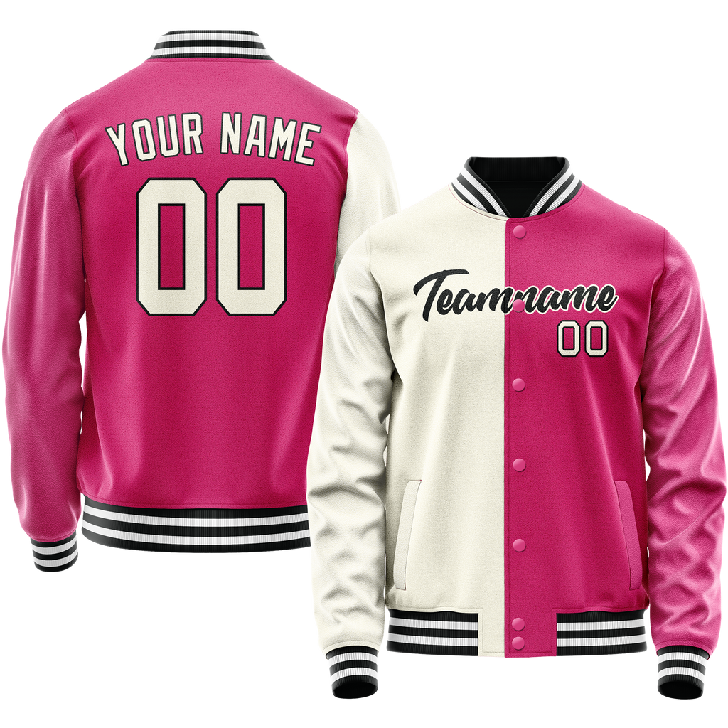 Personalized Pink & Cream Split Varsity Letterman Jacket