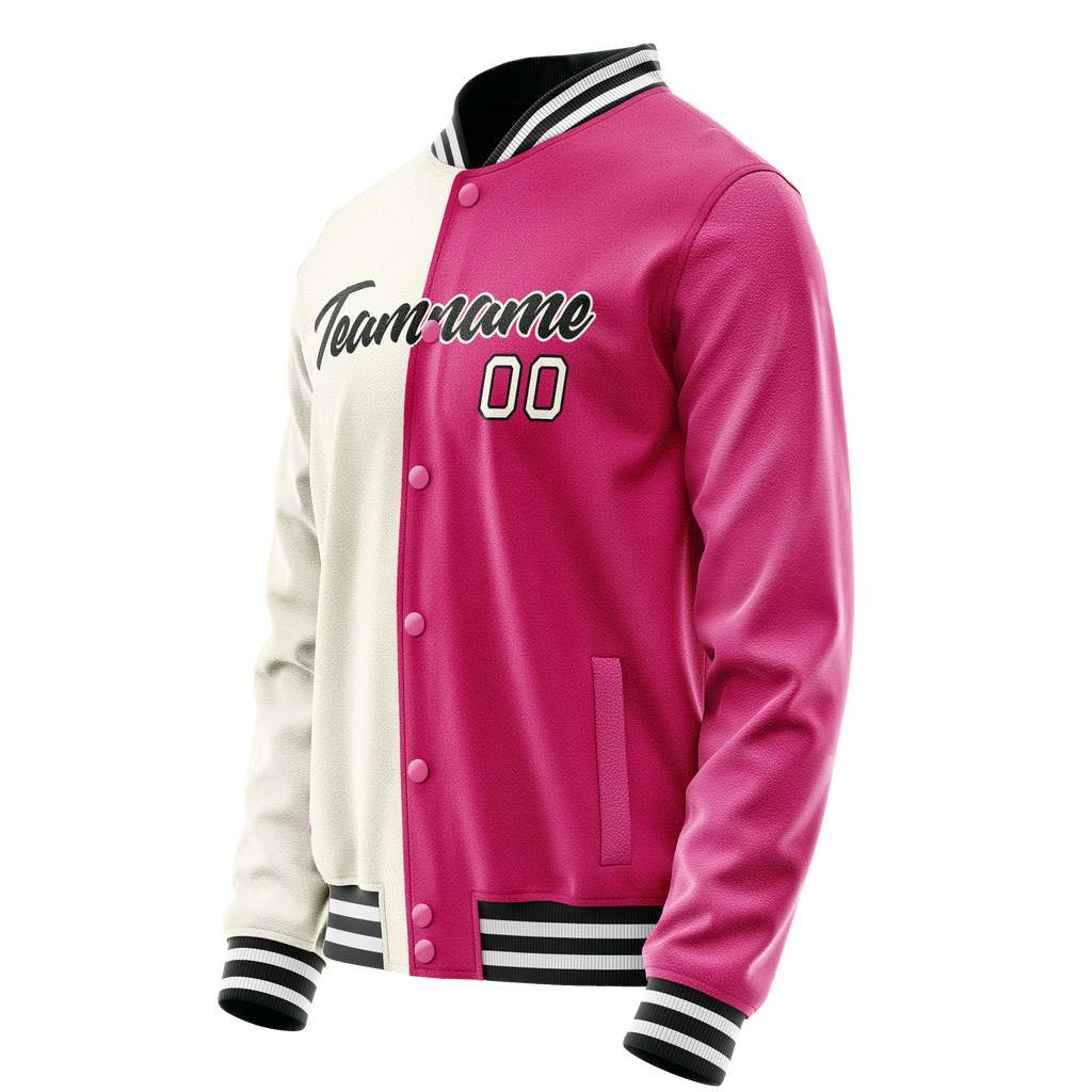Personalized Pink & Cream Split Varsity Letterman Jacket
