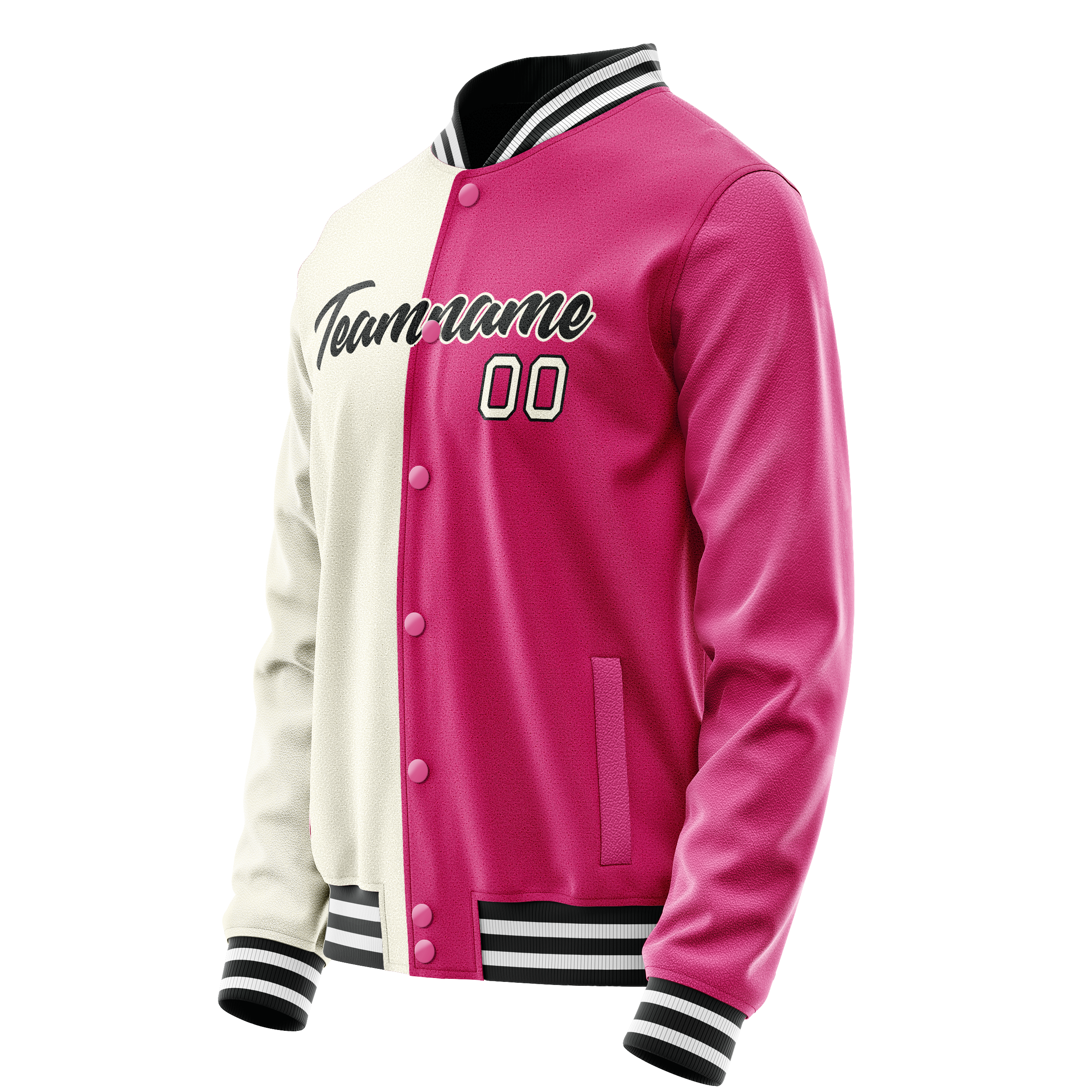 Personalized Pink & Cream Split Varsity Letterman Jacket