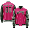 Personalized Pink & Green Solid Color Varsity Letterman Jacket