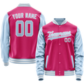 Personalized Pink & Light-Blue Solid Color Varsity Letterman Jacket
