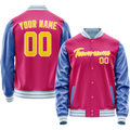 Personalized Pink & Light-Blue Solid Color Varsity Letterman Jacket