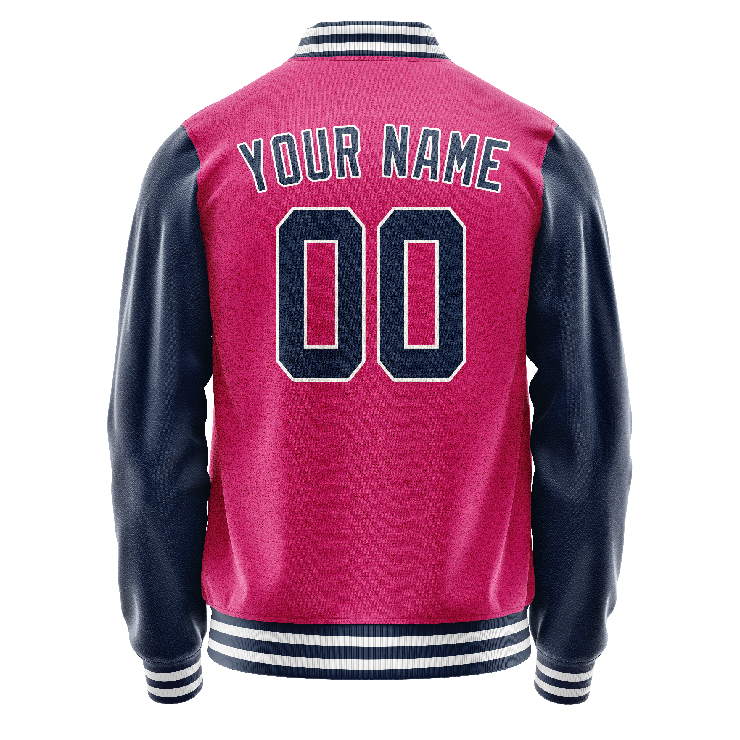 Personalized Pink & Navy Solid Color Varsity Letterman Jacket
