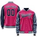 Personalized Pink & Navy Solid Color Varsity Letterman Jacket