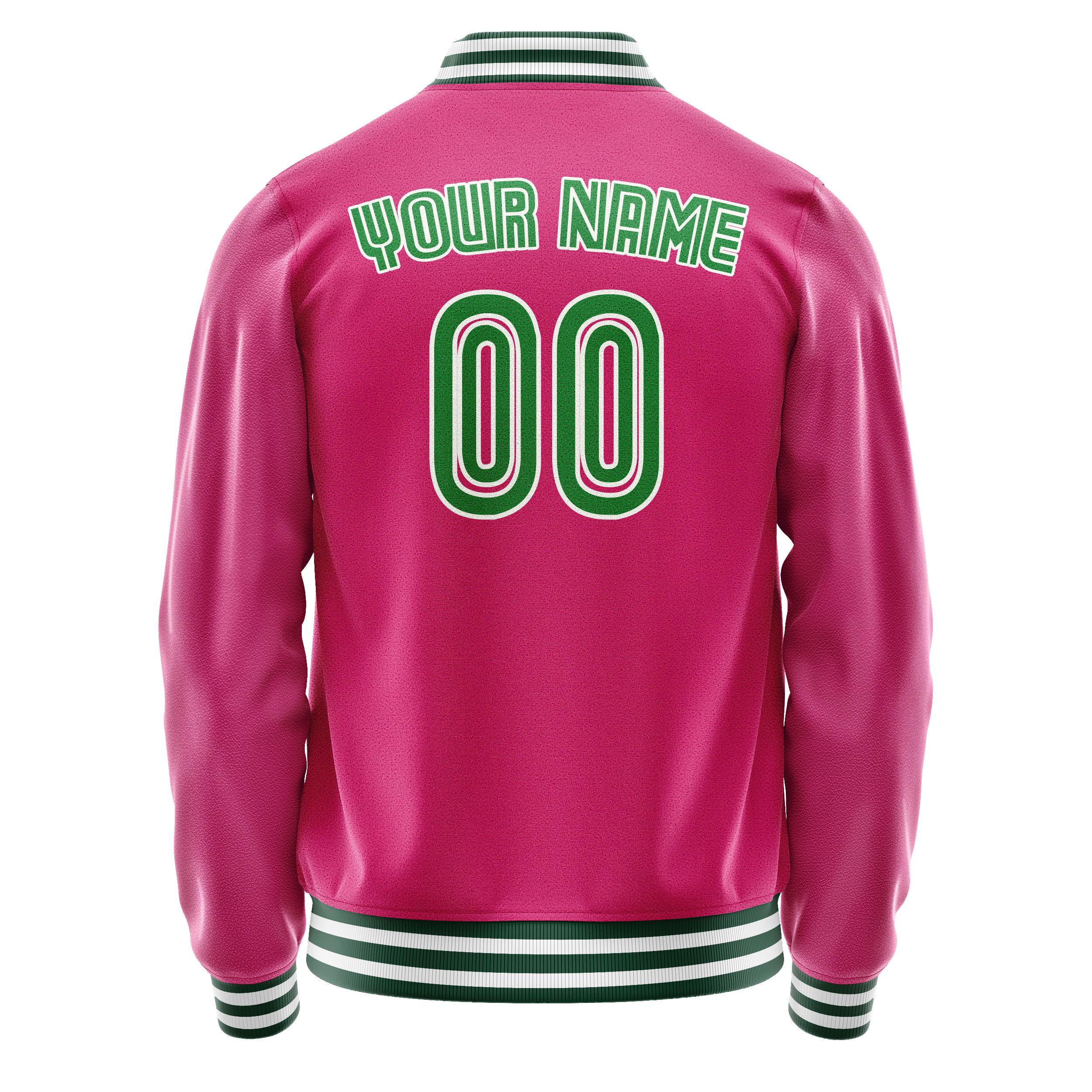 Personalized Pink & Neon-Green Solid Color Varsity Letterman Jacket