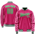 Personalized Pink & Neon-Green Solid Color Varsity Letterman Jacket