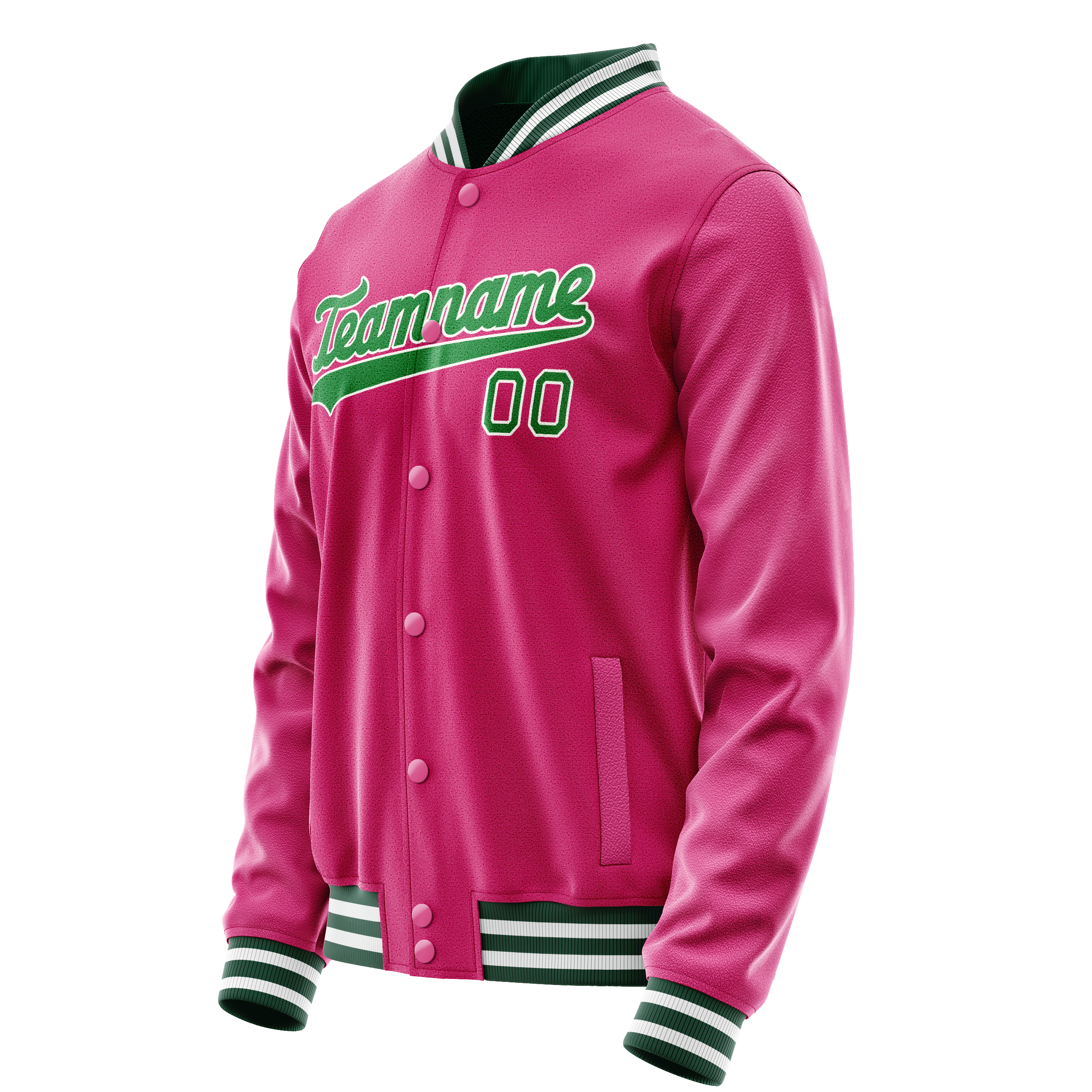 Personalized Pink & Neon-Green Solid Color Varsity Letterman Jacket