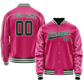 Personalized Pink & Green Solid Color Varsity Letterman Jacket