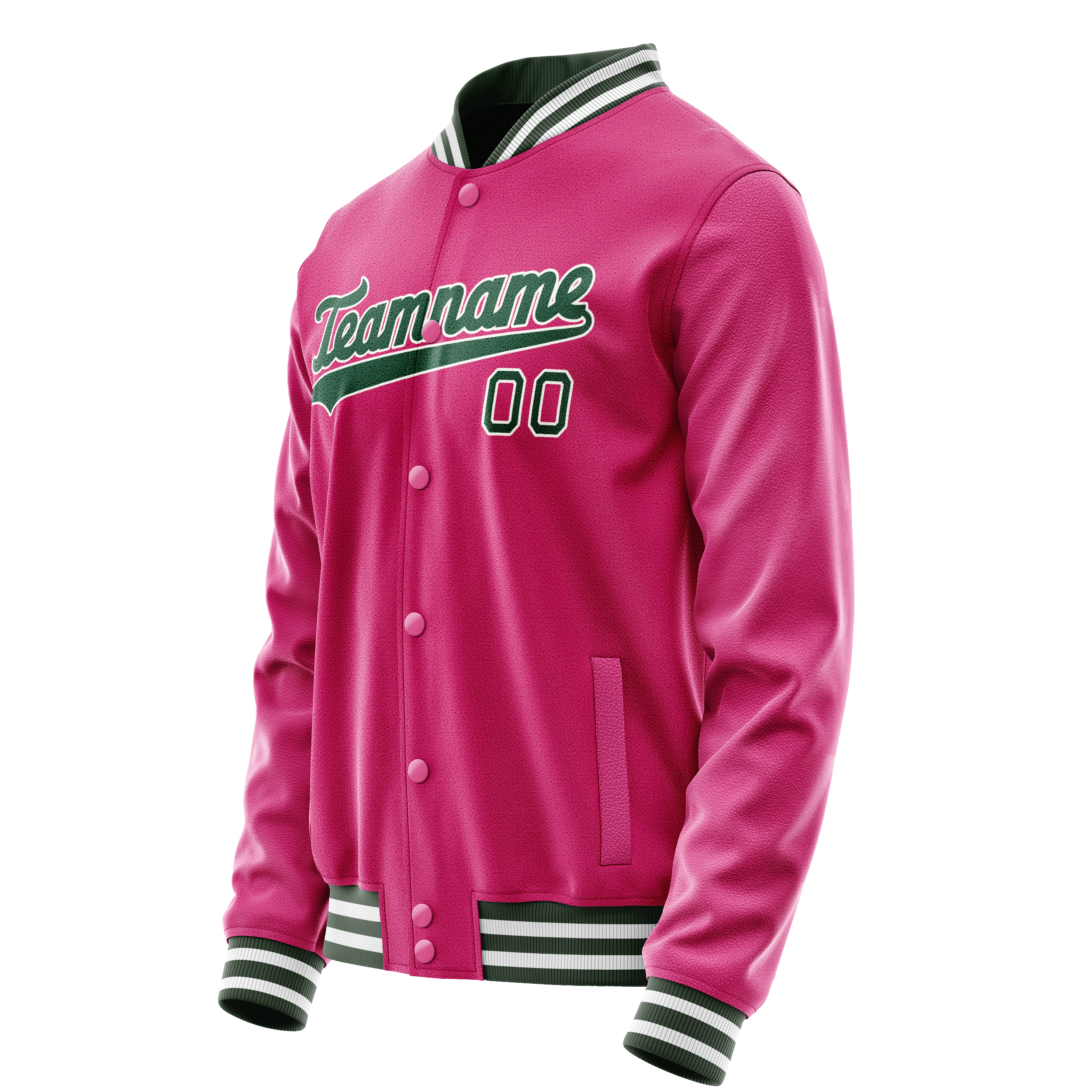 Personalized Pink & Green Solid Color Varsity Letterman Jacket