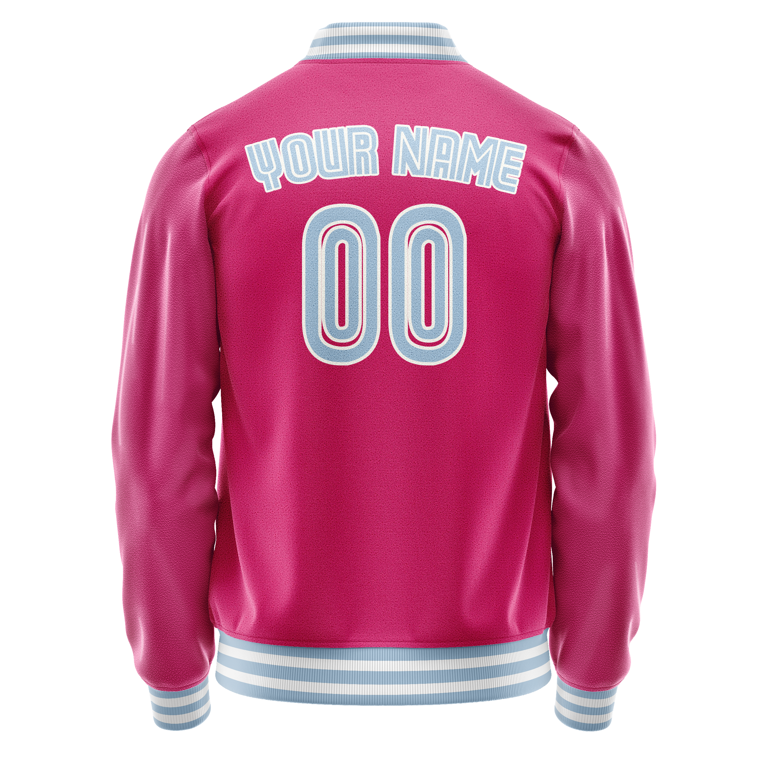 Personalized Pink & Light-Blue Solid Color Varsity Letterman Jacket