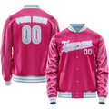 Personalized Pink & Light-Blue Solid Color Varsity Letterman Jacket