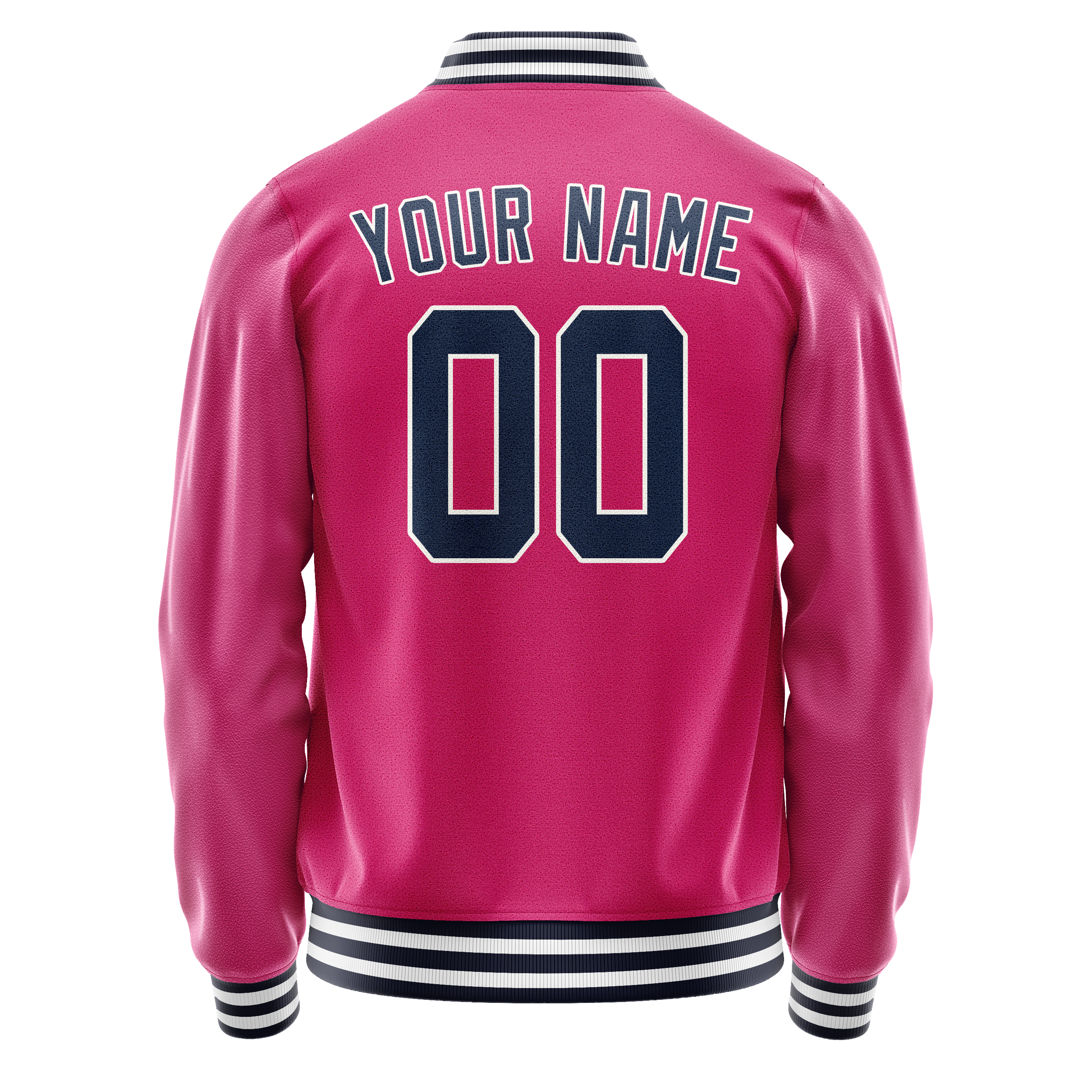 Personalized Pink & Navy Solid Color Varsity Letterman Jacket