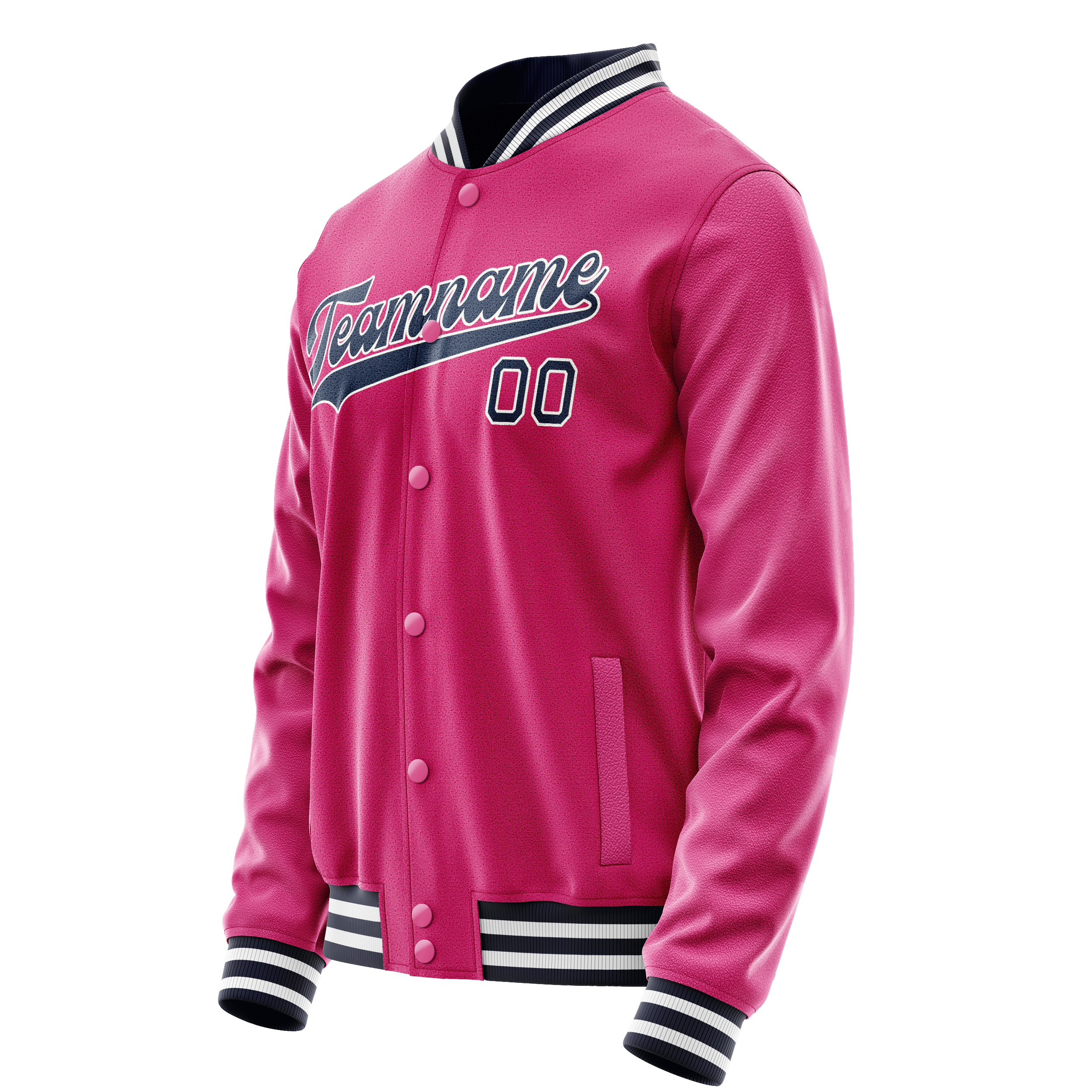 Personalized Pink & Navy Solid Color Varsity Letterman Jacket