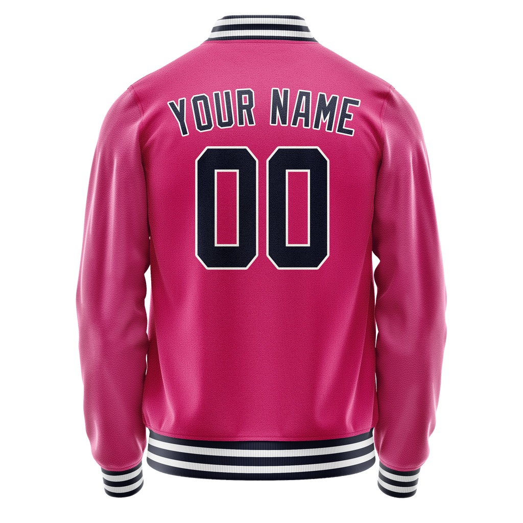 Personalized Pink & Black Solid Color Varsity Letterman Jacket