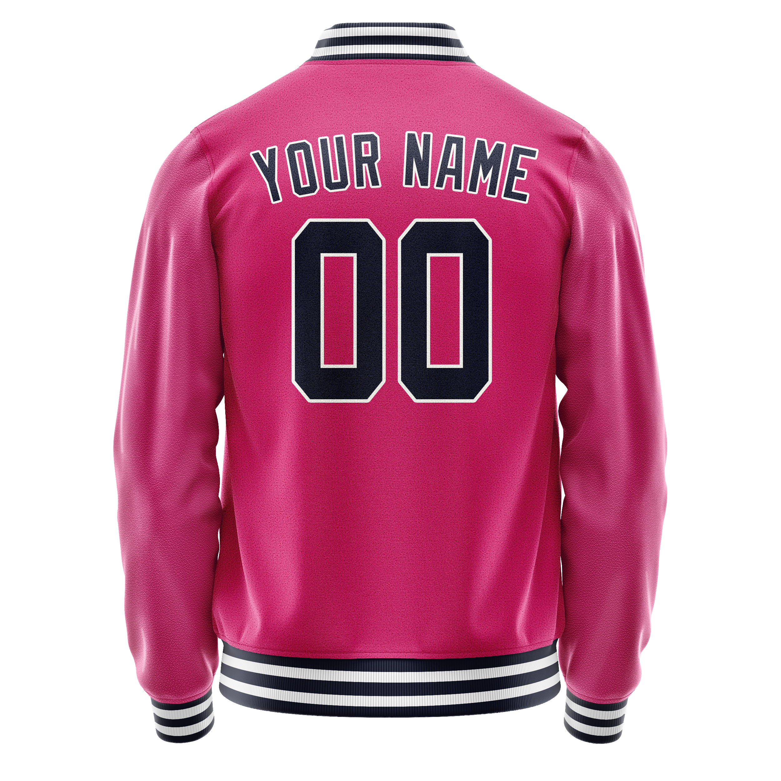 Personalized Pink & Black Solid Color Varsity Letterman Jacket