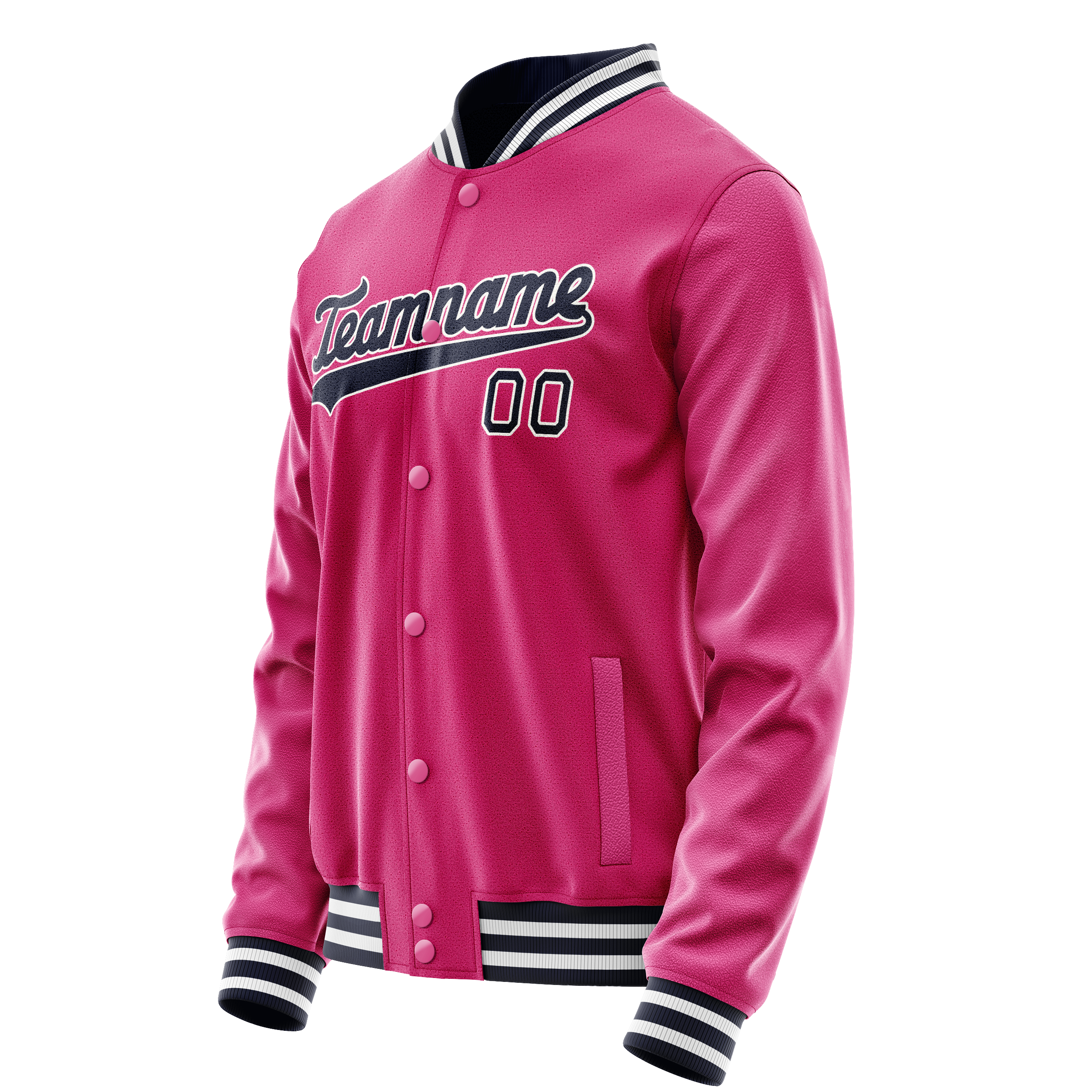 Personalized Pink & Black Solid Color Varsity Letterman Jacket