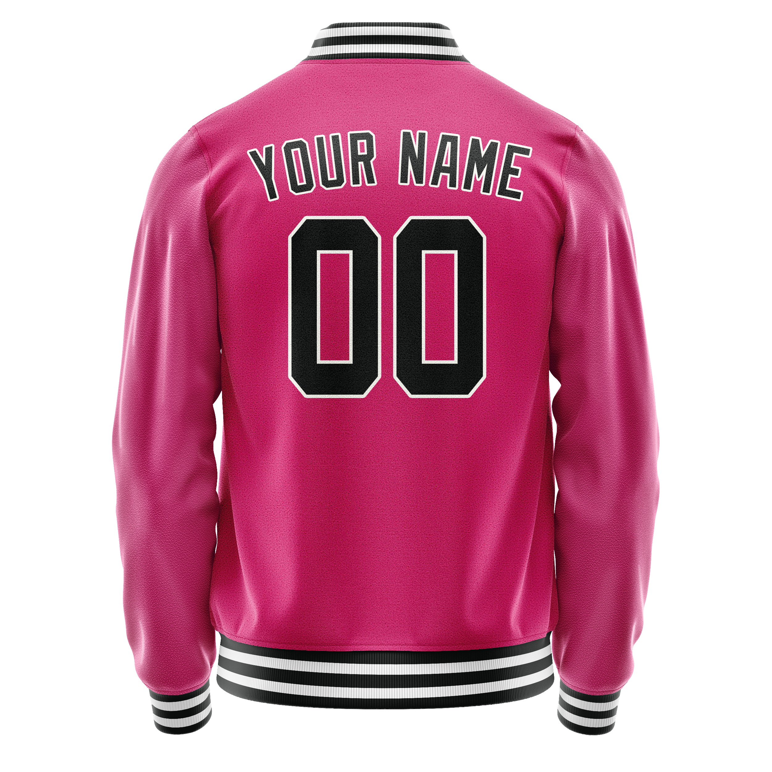 Personalized Pink & Black Solid Color Varsity Letterman Jacket