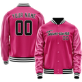 Personalized Pink & Black Solid Color Varsity Letterman Jacket