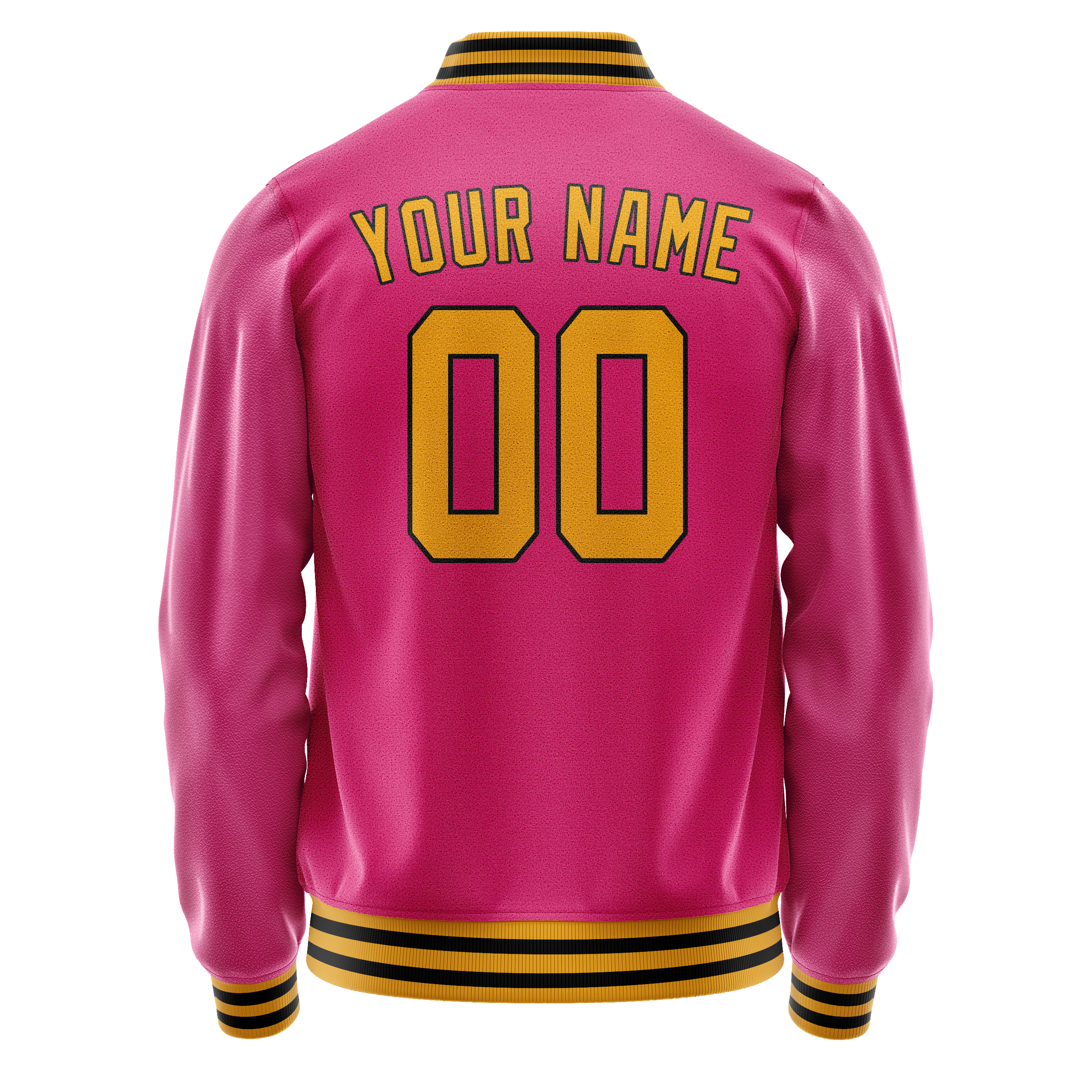 Personalized Pink & Old-Gold Solid Color Varsity Letterman Jacket