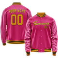 Personalized Pink & Old-Gold Solid Color Varsity Letterman Jacket