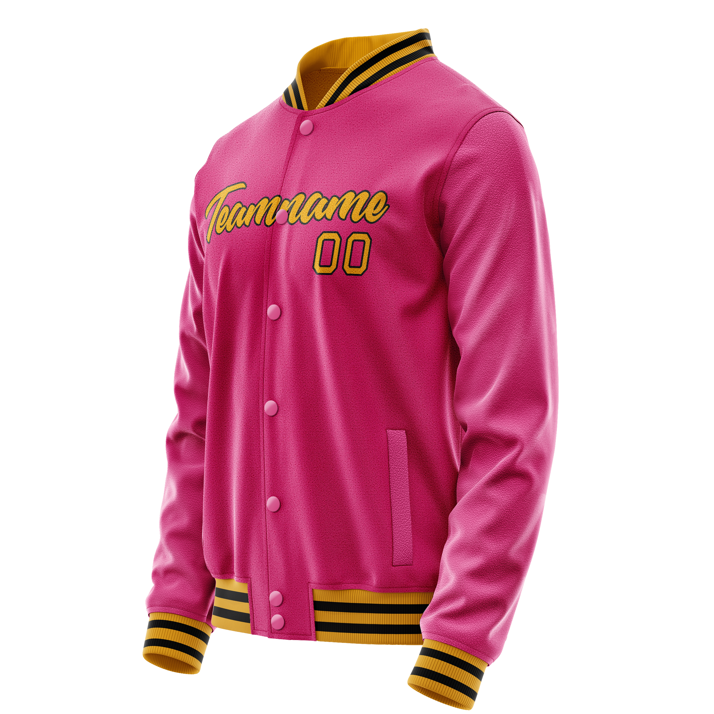 Personalized Pink & Old-Gold Solid Color Varsity Letterman Jacket