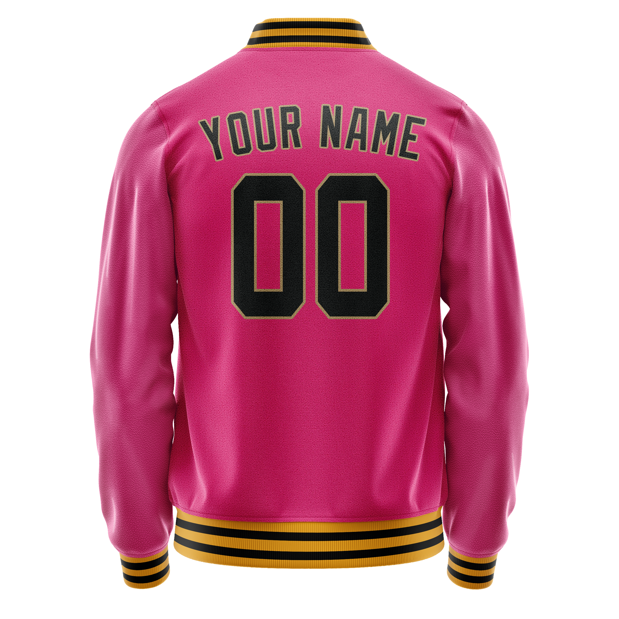 Personalized Pink & Black Solid Color Varsity Letterman Jacket