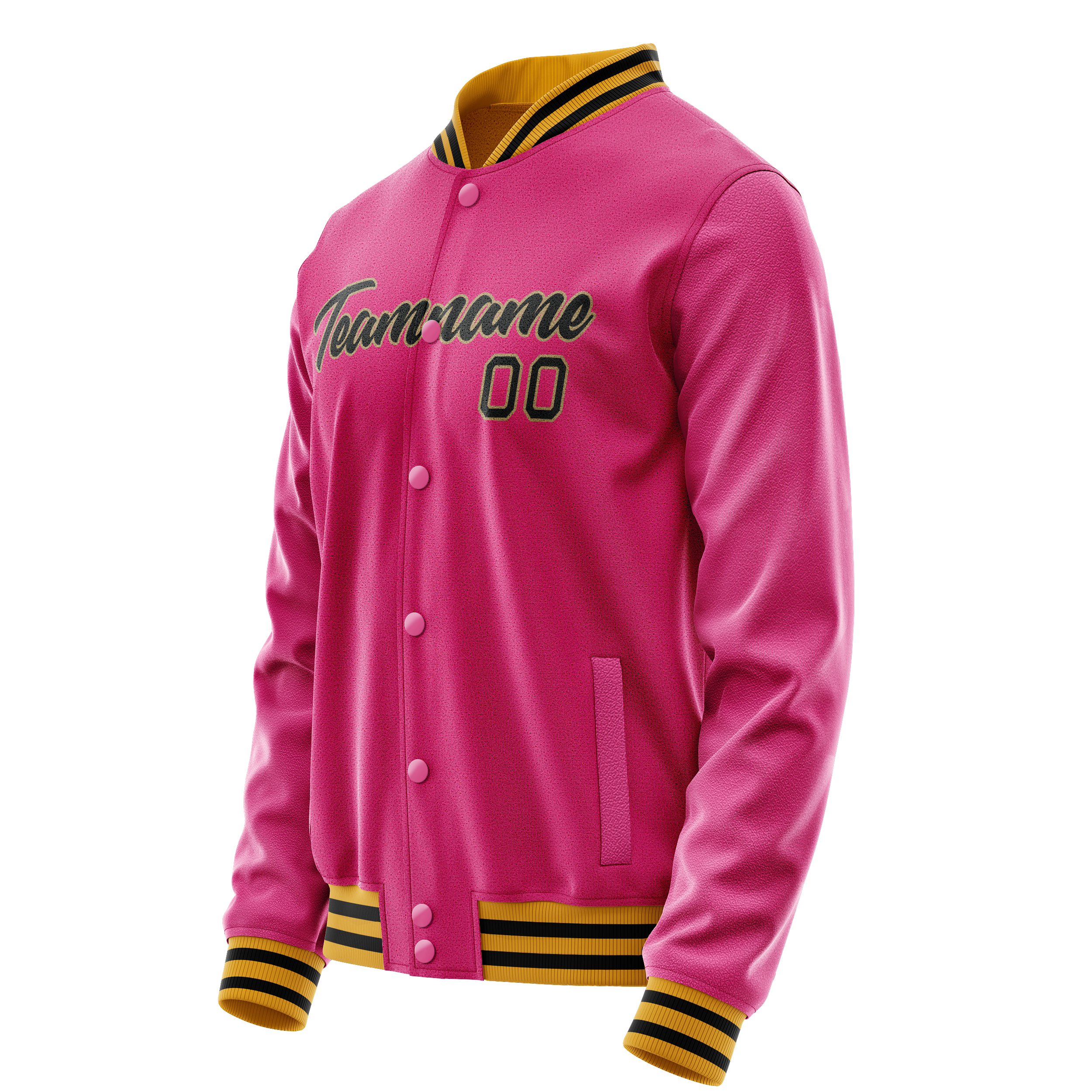 Personalized Pink & Black Solid Color Varsity Letterman Jacket
