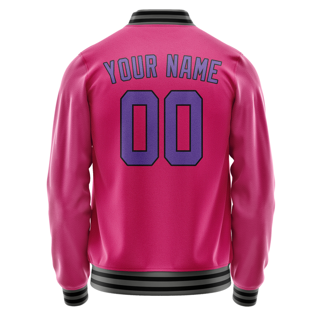 Personalized Pink & Purple Solid Color Varsity Letterman Jacket