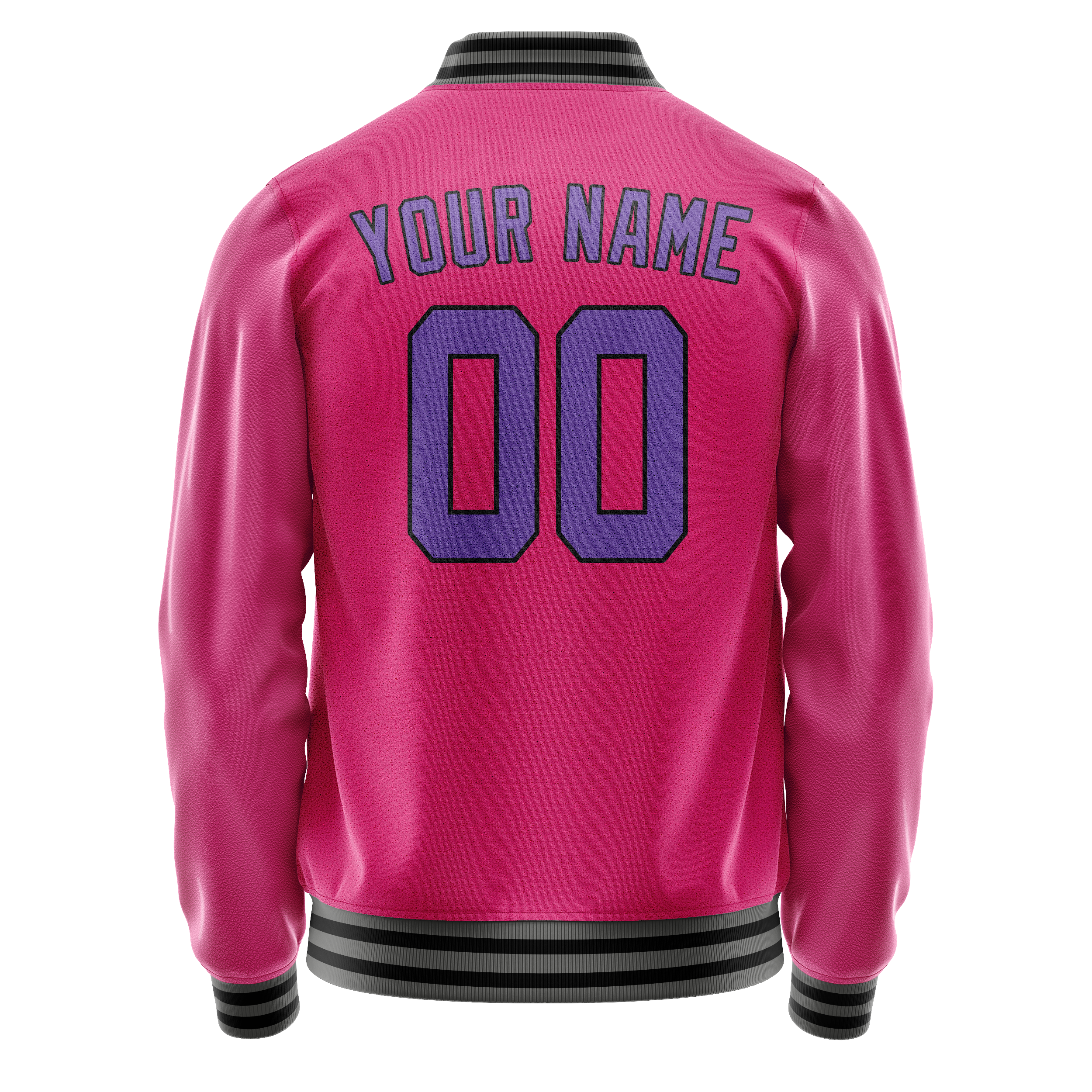 Personalized Pink & Purple Solid Color Varsity Letterman Jacket