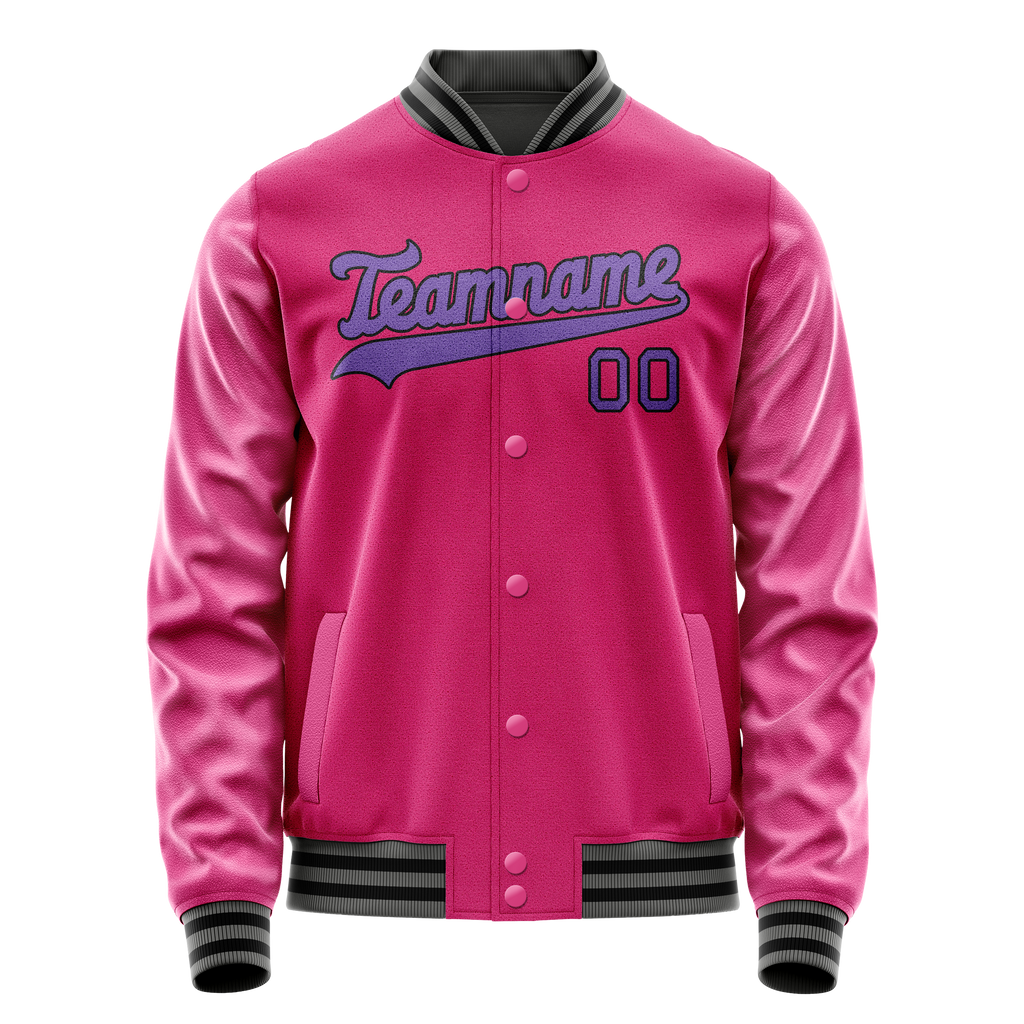 Personalized Pink & Purple Solid Color Varsity Letterman Jacket