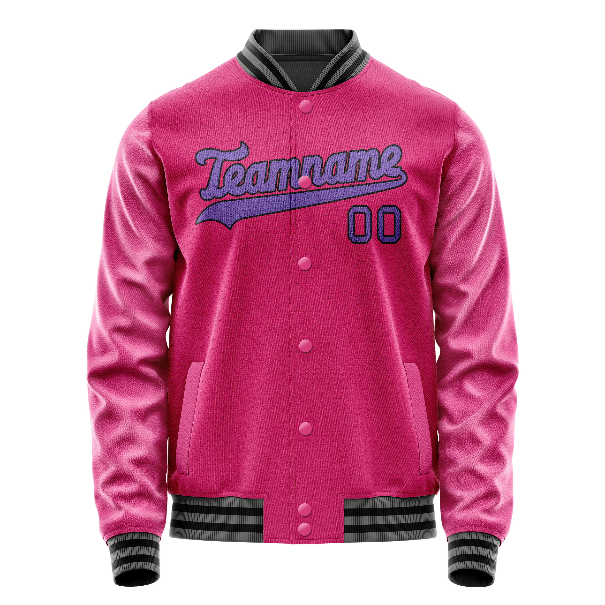Personalized Pink & Purple Solid Color Varsity Letterman Jacket