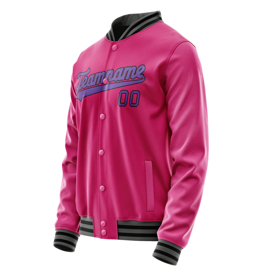 Personalized Pink & Purple Solid Color Varsity Letterman Jacket