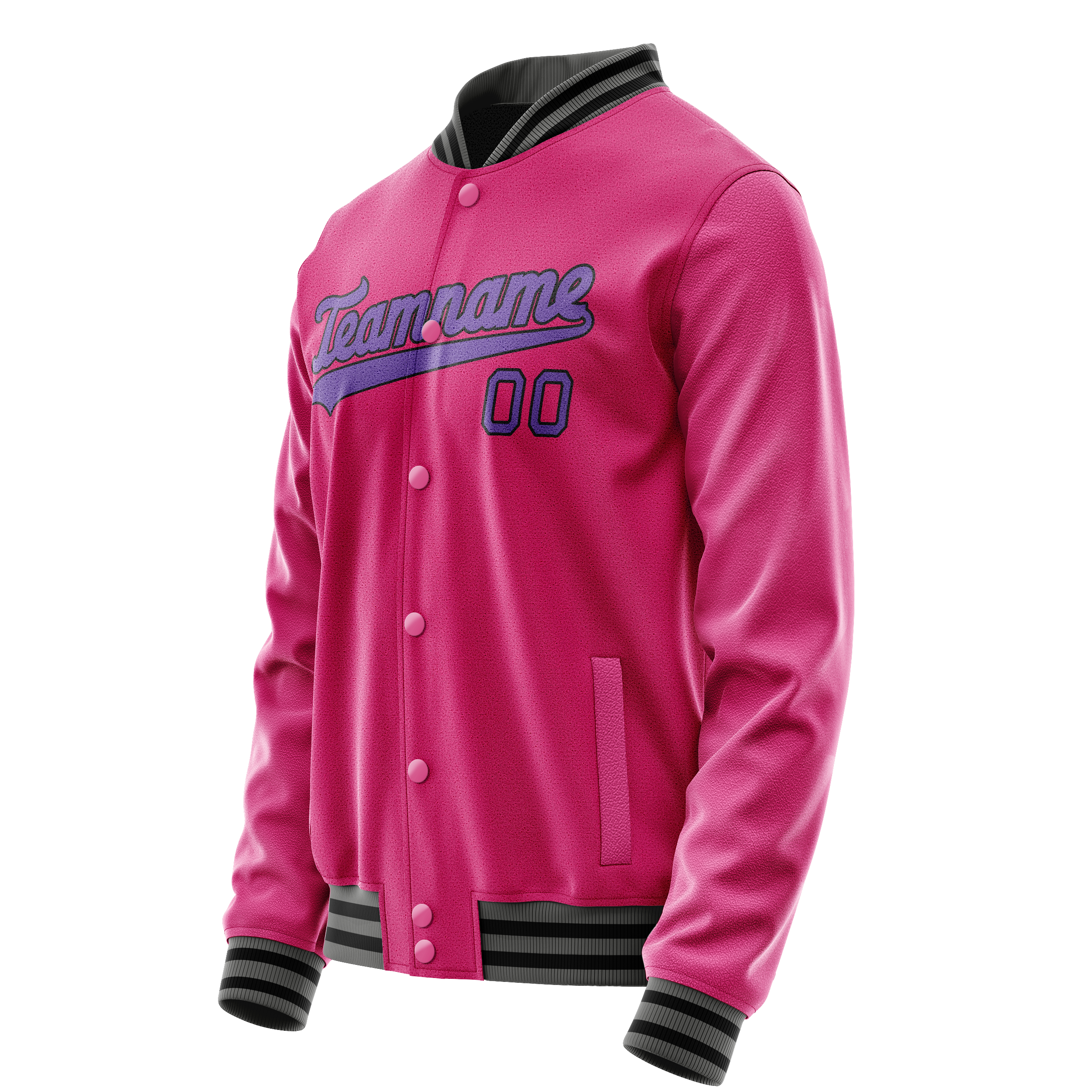 Personalized Pink & Purple Solid Color Varsity Letterman Jacket