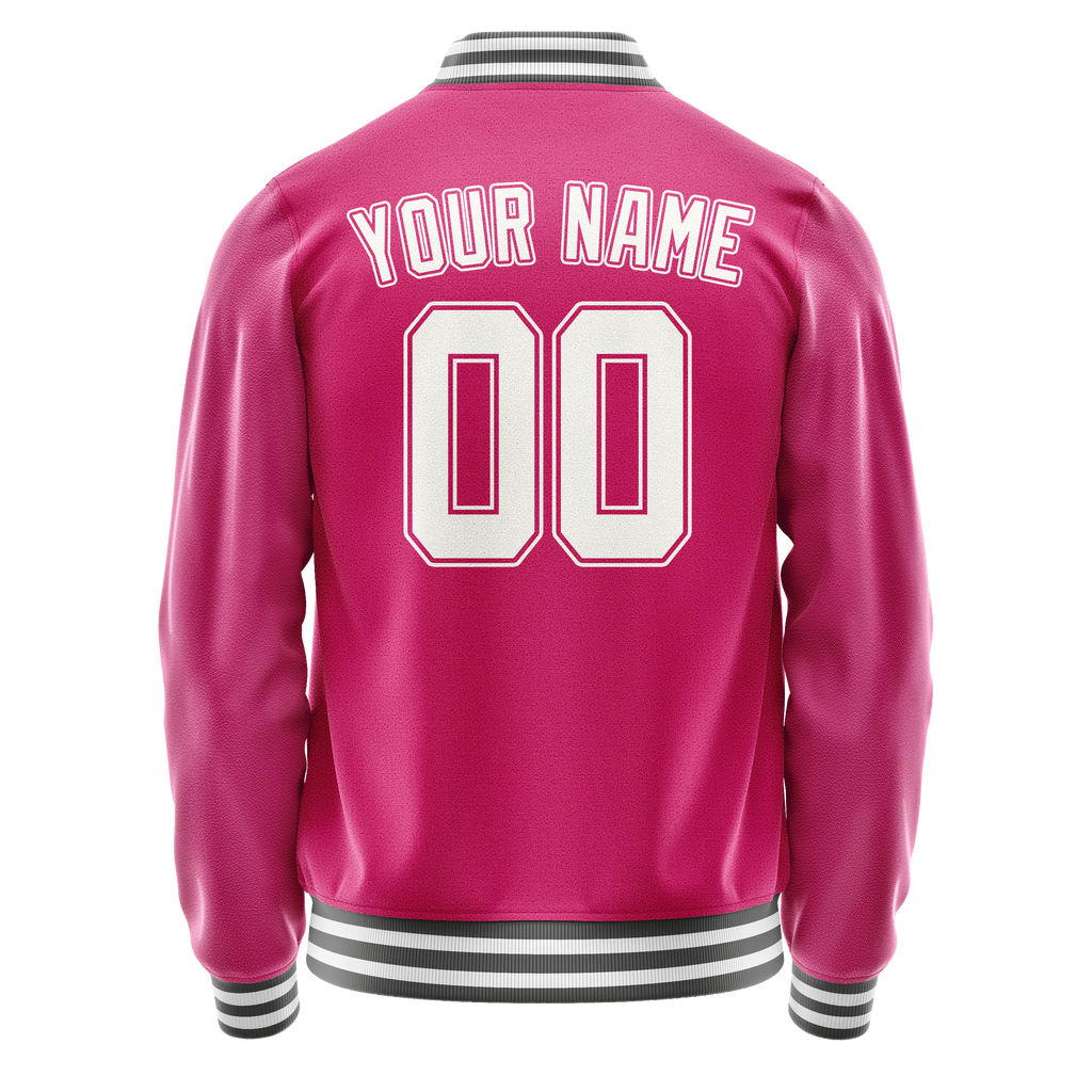 Personalized Pink & White Solid Color Varsity Letterman Jacket