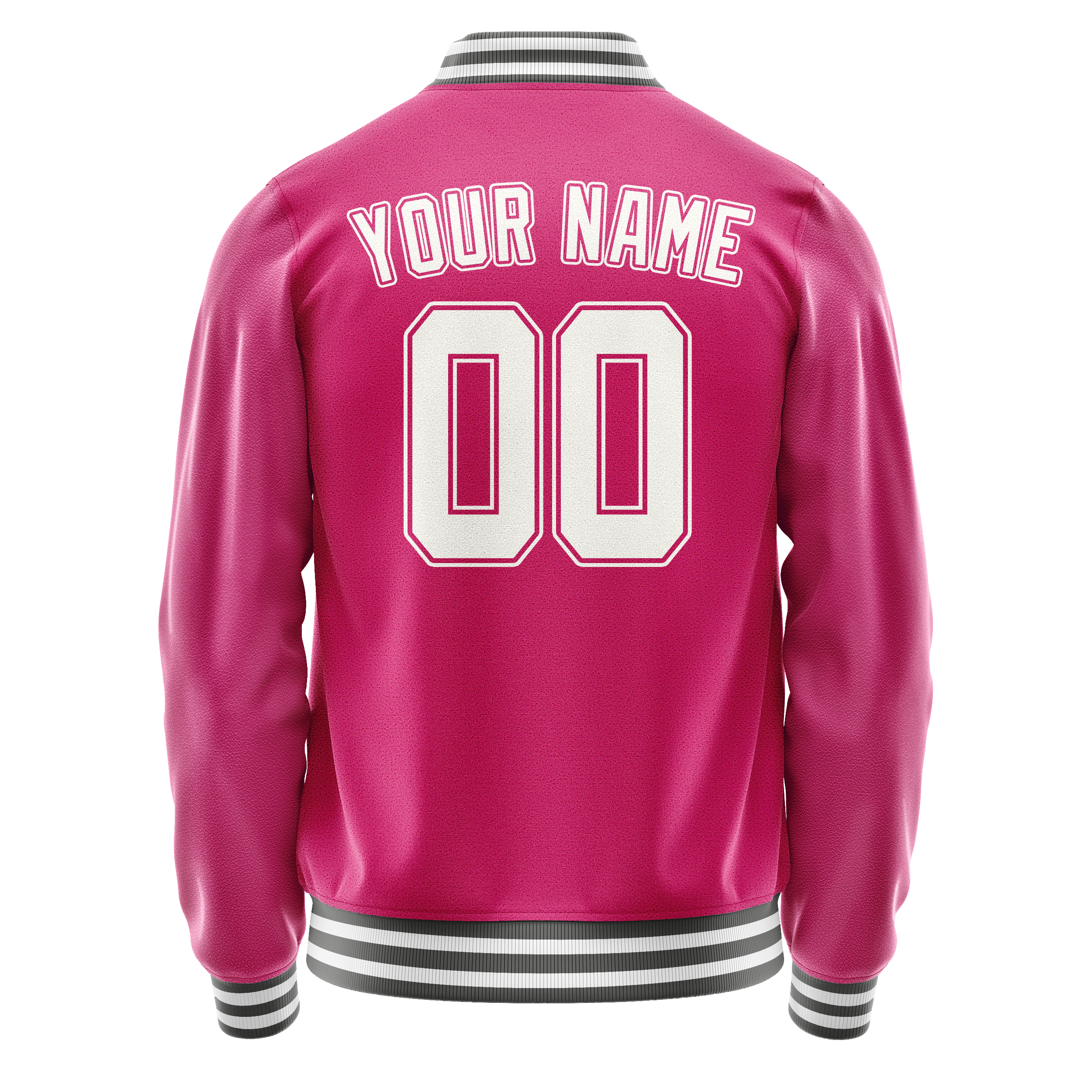 Personalized Pink & White Solid Color Varsity Letterman Jacket